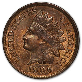 1906 Indian Head Cent BU (Red/Brown) 1906 Indian Head Cent BU (Red/Brown)
